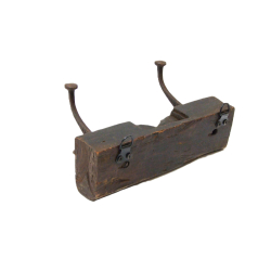 Wieszak z drewna z recyclingu 2 haki 25cm